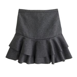 Flounce skirt in bonded wool